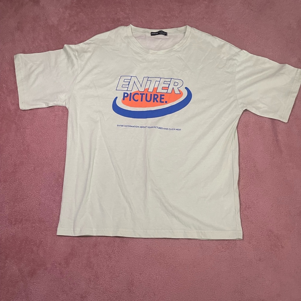 Drop Shoulder Slogan Graphic Tee Size L